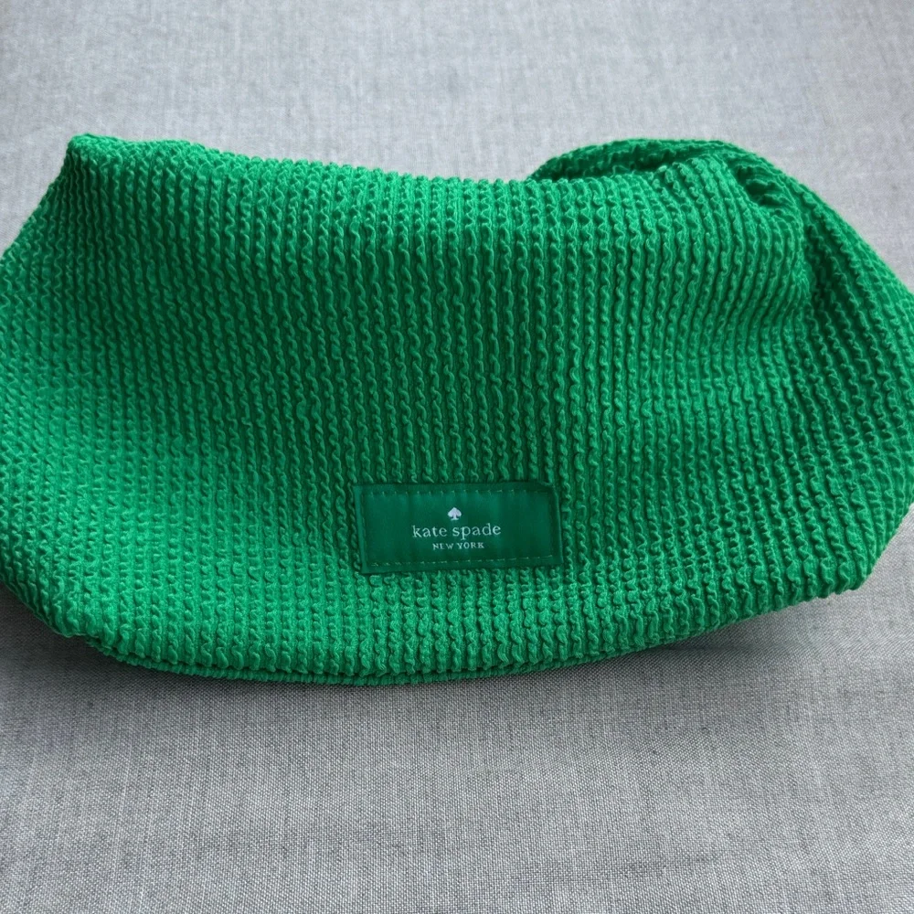 kate spade green woven cosmetic pouch